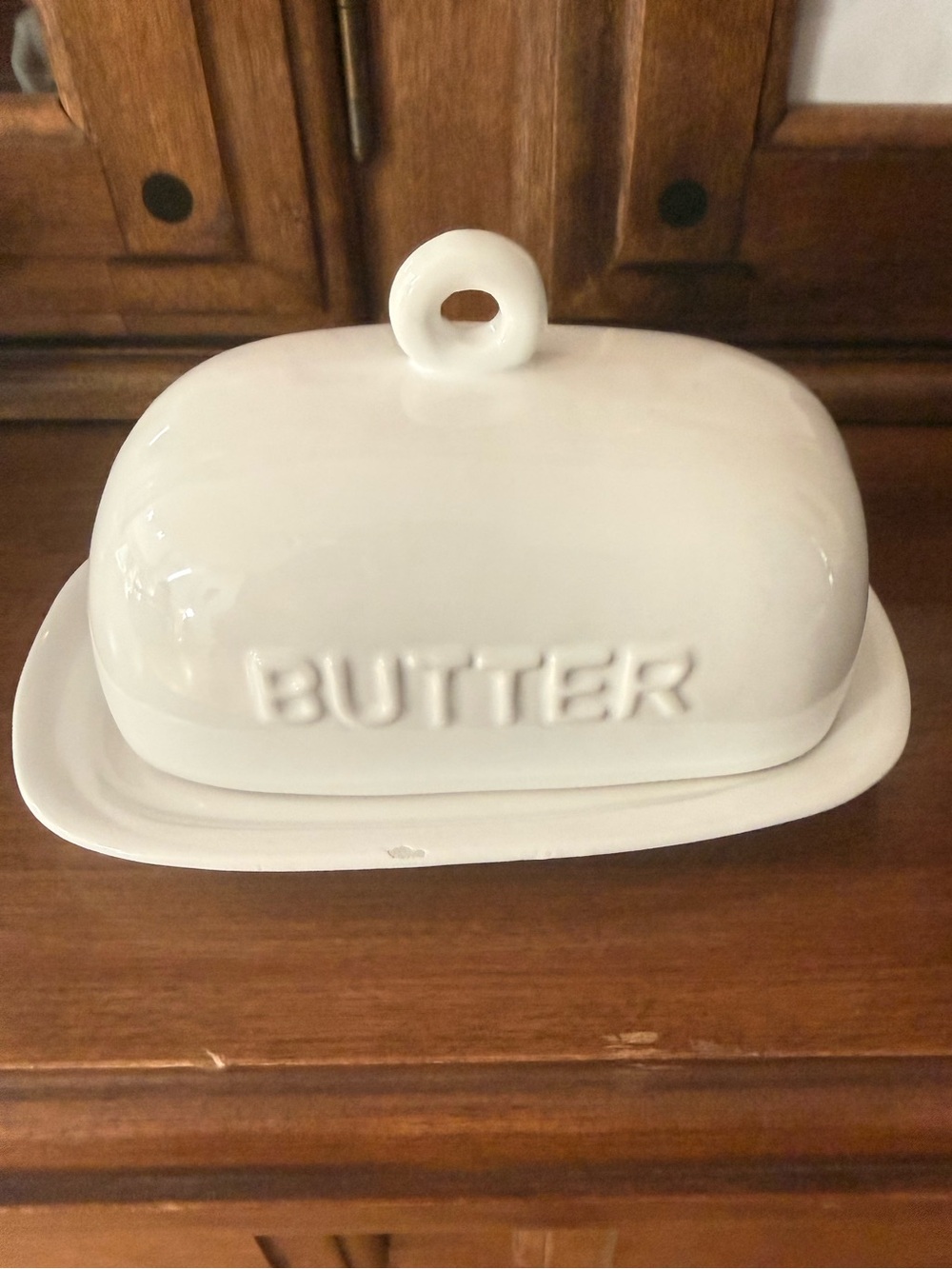 White Ceramic Butter Dish with Lid